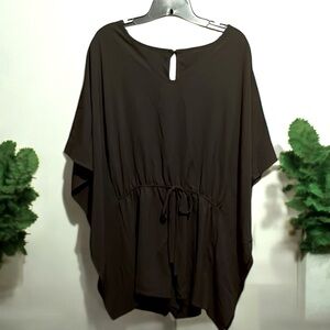 Elegant Black Women's Bat sleeved tie front Romper size small